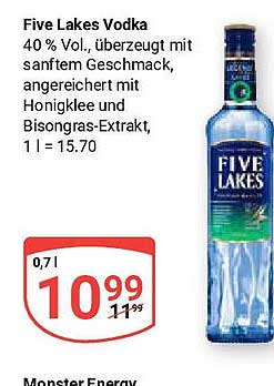 Five Lakes Vodka 0,7 L für 10,99 €