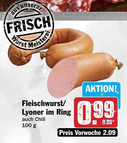 Fleischwurst/Lyoner im Ring auch Chili 100 g