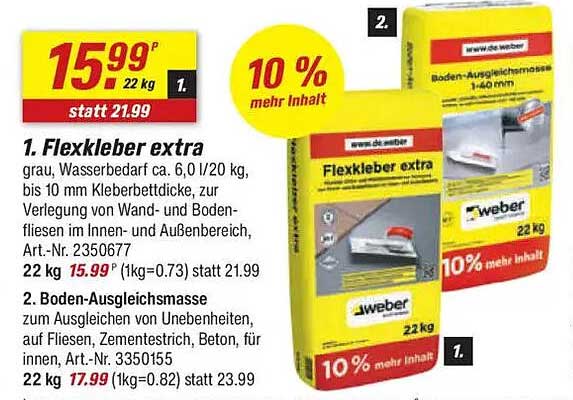 Flexkleber extra - grau, 22 kg, 10 % mehr Inhalt