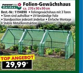 Folien-Gewächshaus 270 x 90 x 90 cm