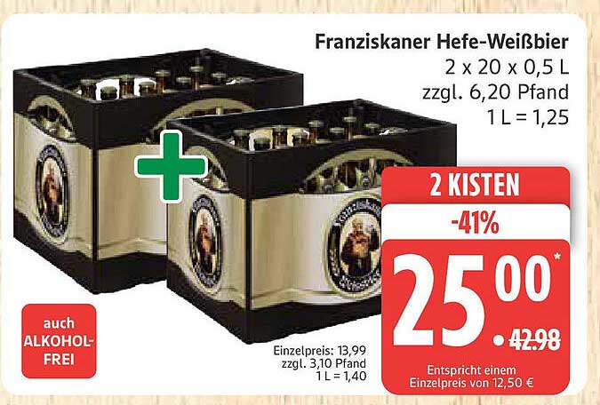 Franziskaner Hefe-Weißbier 2 Kisten (je 20 x 0,5 L)