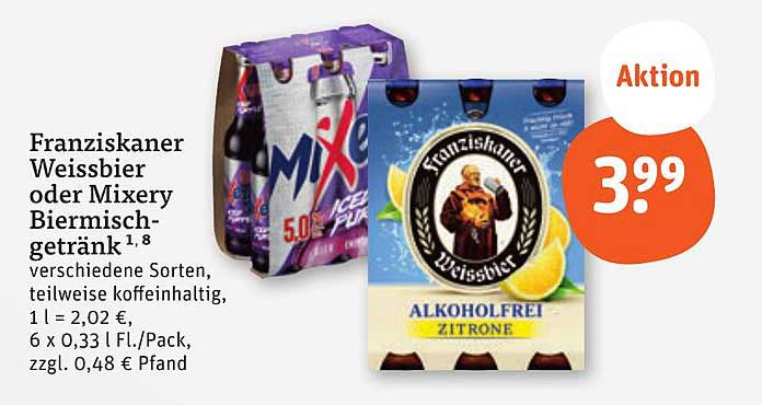 Franziskaner Weissbier oder Mixery Biermischgetränk