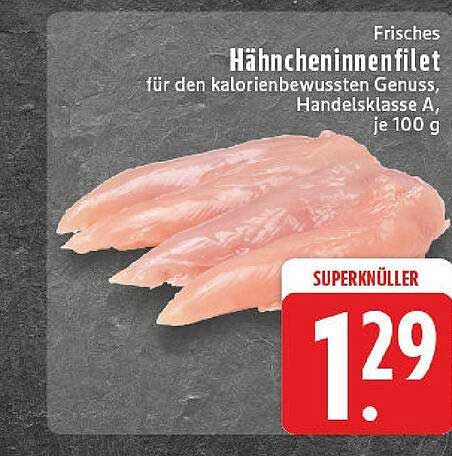 Frisches Hähncheninnenfilet für den kalorienbewussten Genuss, Handelsklasse A, je 100 g