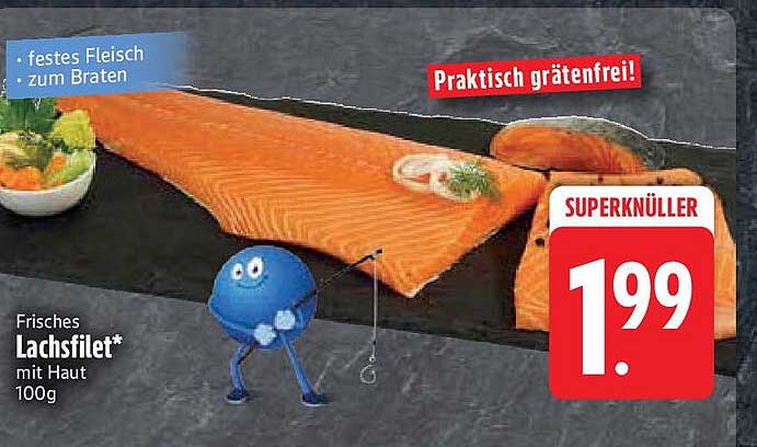 Frisches Lachsfilet mit Haut 100g