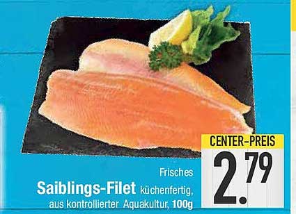 Frisches Saiblings-Filet, küchenfertig, aus kontrollierter Aquakultur, 100g