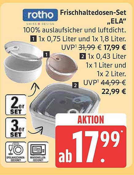 Frischhaltedosen-Set "ELA" von Rotho - 100% auslaufsicher und luftdicht