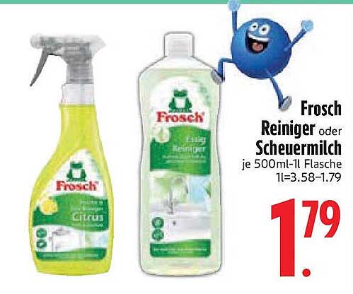 Frosch Reiniger oder Scheuermilch je 500ml-1l Flasche 1l=3,58-1,79