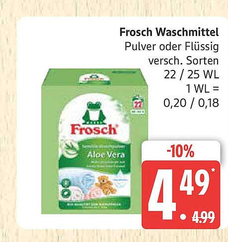 Frosch Waschmittel Pulver oder Flüssig, verschiedene Sorten, 22/25 WL