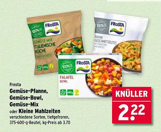 Frosta Gemüse-Pfanne, Gemüse-Bowl, Gemüse-Mix oder Kleine Mahlzeiten