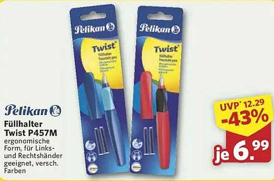 Füllhalter Twist P457M von Pelikan - Ergonomische Schreibhilfe für alle