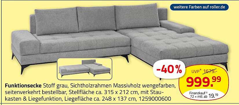 Funktionsecke in grau mit Stauraum und Liegefunktion