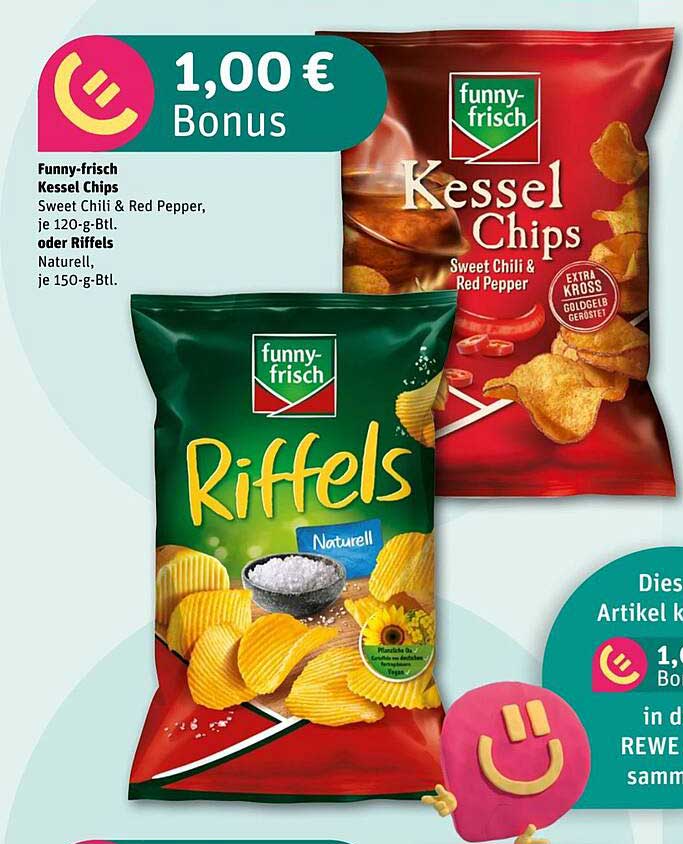 Funny-frisch Kessel Chips und Riffels - 120 g und 150 g
