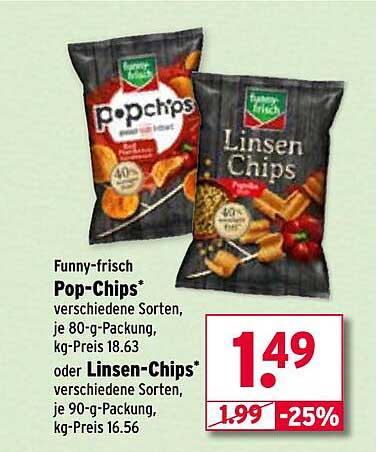 Funny-frisch Pop-Chips und Linsen-Chips im Angebot