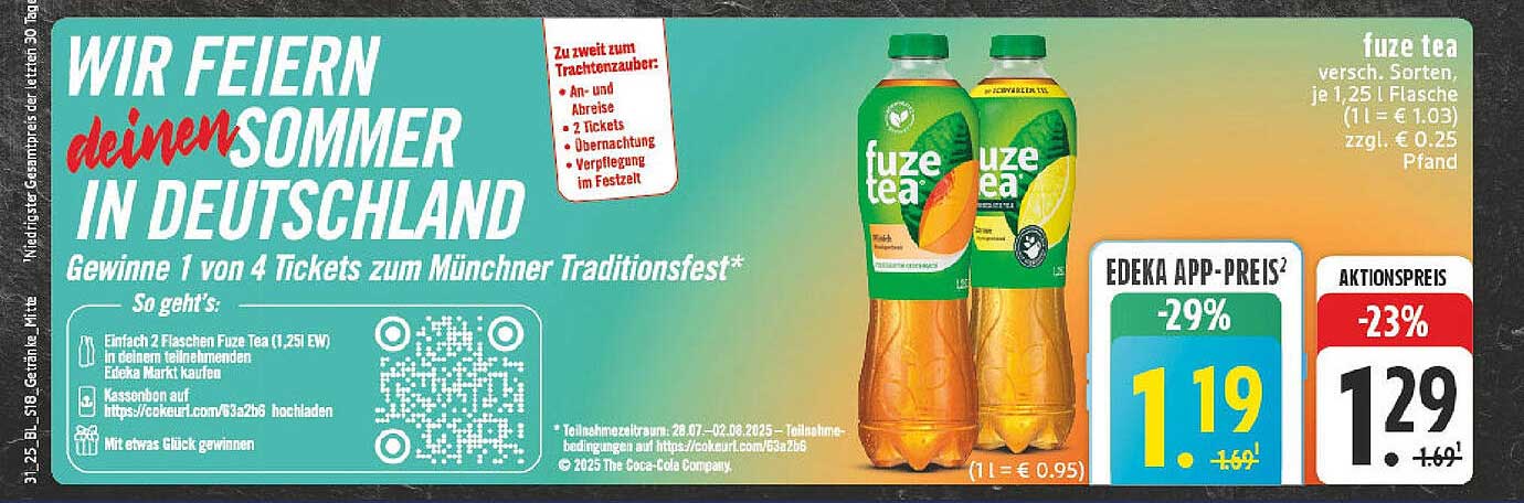 Fuze Tea 1,25 L – Vielseitiger Erfrischer für den Sommer