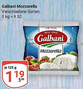 Galbani Mozzarella, verschiedene Sorten