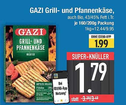 GAZI Grill- und Pfannenkäse, auch Bio, 43/45% Fett i.Tr. je 160/200g Packung