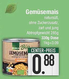 Gemüsemais natur süß, ohne Zuckerzusatz