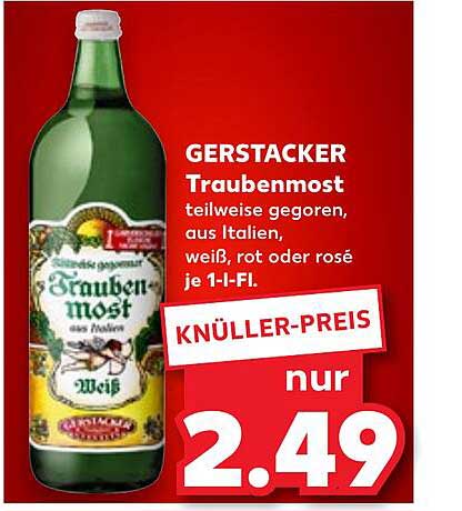 GERSTACKER Traubenmost, teilweis gereift, aus Italien, weiß, rot oder rosé je 1-I-FI.