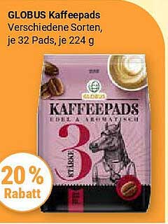 GLOBUS Kaffee Pads - Verschiedene Sorten, je 32 Pads, je 224 g