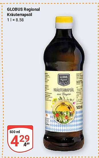 GLOBUS Regional Kräuterrapsöl 500 ml zum Angebotspreis