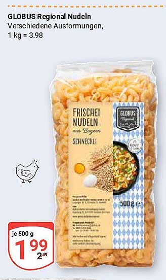 GLOBUS Regional Nudeln – verschiedene Ausformungen, 500 g