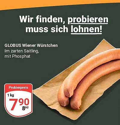 GLOBUS Wiener Würstchen 1 kg - im zarten Saitling, mit Phosphat