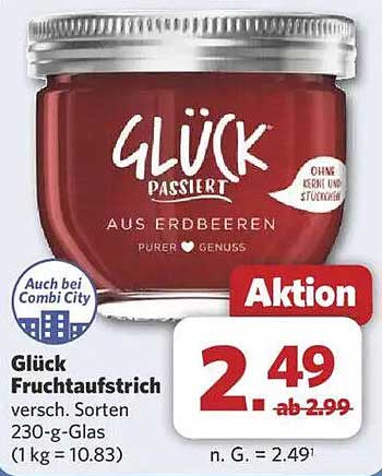 Glück Fruchtaufstrich aus Erdbeeren 230-g-Glas