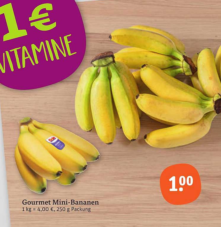 Gourmet Mini-Bananen 250 g Packung für nur 1,00 €