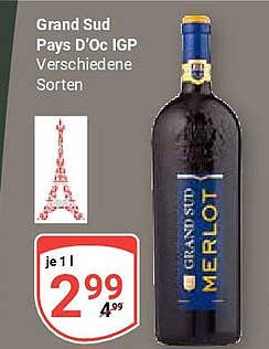 Grand Sud Merlot Pays D'Oc IGP - Verschiedene Sorten