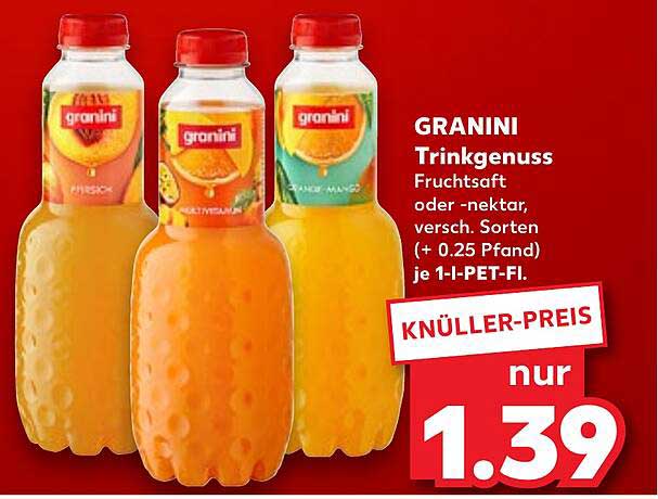 GRANINI Trinkgenuss Fruchtsaft oder -nektar, versch. Sorten je 1 l PET-Flasche
