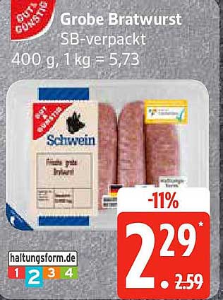 Grobe Bratwurst SB-verpackt 400 g