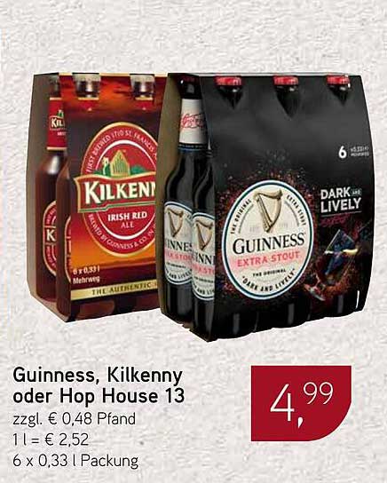 Guinness, Kilkenny oder Hop House 13 Paket