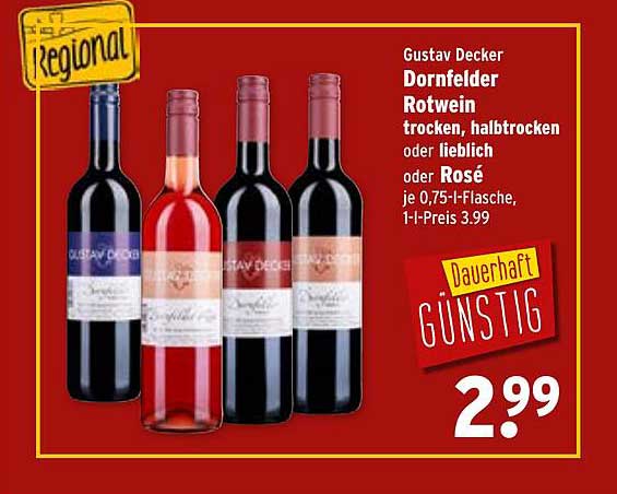 Gustav Decker Dornfelder Rotwein trocken, halbtrocken oder lieblich