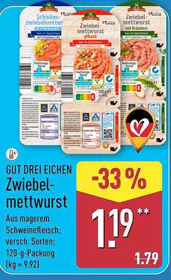 GUT DREI EICHEN Zwiebelmettwurst 120 g