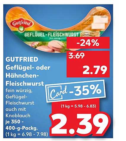 GUTFried Geflügel- oder Hähnchen-Fleischwurst