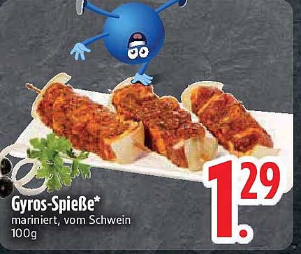 Gyros-Spieße* mariniert, vom Schwein 100g