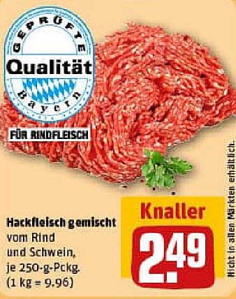 Hackfleisch gemischt vom Rind und Schwein, je 250-g-Pckg