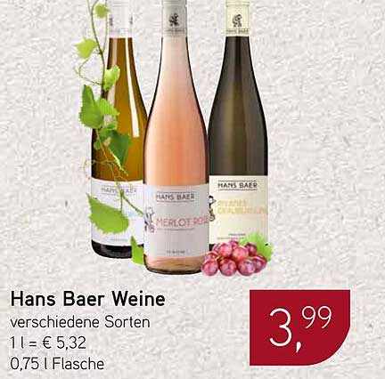 Hans Baer Weine - verschiedene Sorten