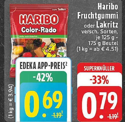 Haribo Fruchtgummi oder Lakritz, 125 g - 175 g Beutel