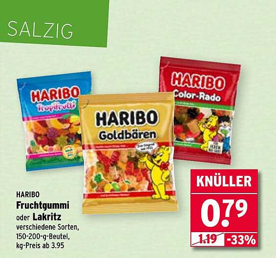 HARIBO Fruchtgummi oder Lakritz 150-200-g-Beutel