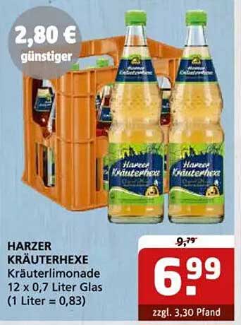 HARZER KRÄUTERHEXE Kräuterlimonade 12 x 0,7 Liter Glas