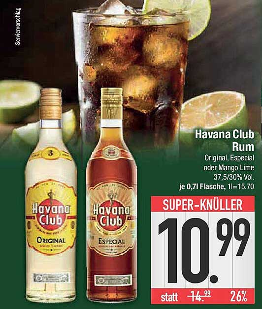 Havana Club Rum Original, Especial oder Mango Lime 0,7l