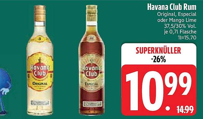 Havana Club Rum Original, Especial oder Mango Lime - 0,7L Flasche