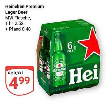 Heineken Premium Lager Beer 6 x 0,33 l