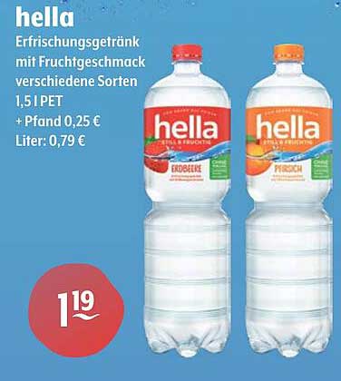 Hella Erfrischungsgetränk mit Fruchtgeschmack – 1,5 l PET