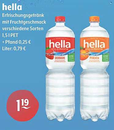 Hella Erfrischungsgetränk mit Fruchtgeschmack, 1,5 l PET