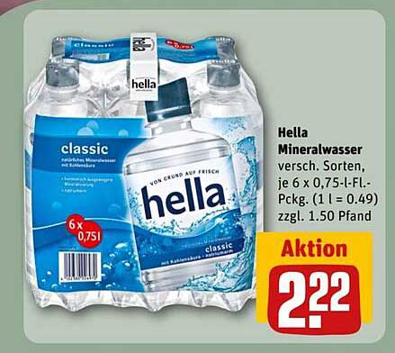 Hella Mineralwasser 6 x 0,75 L-Päckchen