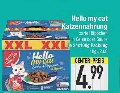 Hello my cat Katzennahrung zarte Häppchen in Gelee oder Sauce