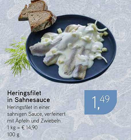 Heringsfilet in Sahnesauce