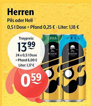 Herren Pils oder Hell – 0,5 l Dose